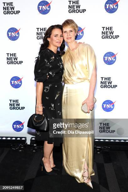 Kristin Davis and Cynthia Nixon attend The New Group's 2024 Gala at The Edison Ballroom on March 18, 2024 in New York City.