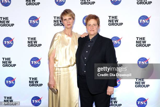 Cynthia Nixon and Christine Marinoni attend The New Group's 2024 Gala at The Edison Ballroom on March 18, 2024 in New York City.