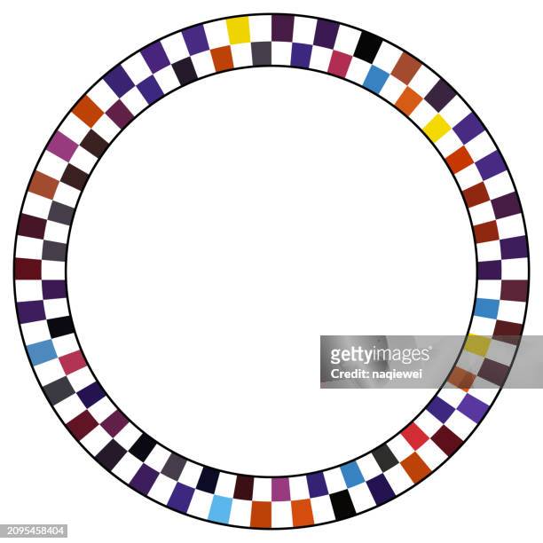 vector abstract colors mosaic checked textured ring with chess pattern frame on white backgroundb - chess vector stock illustrations