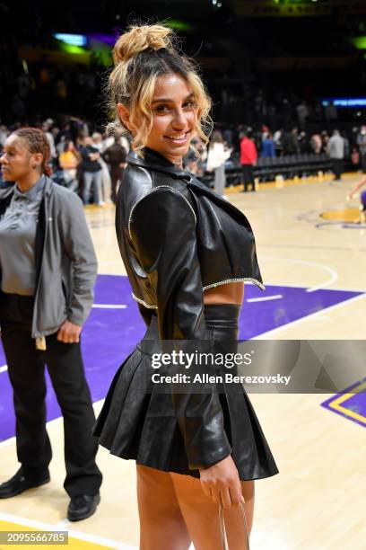 Giselle Burgos attends a basketball game between the Los Angeles Lakers and the Atlanta Hawks at Crypto.com Arena on March 18, 2024 in Los Angeles,...