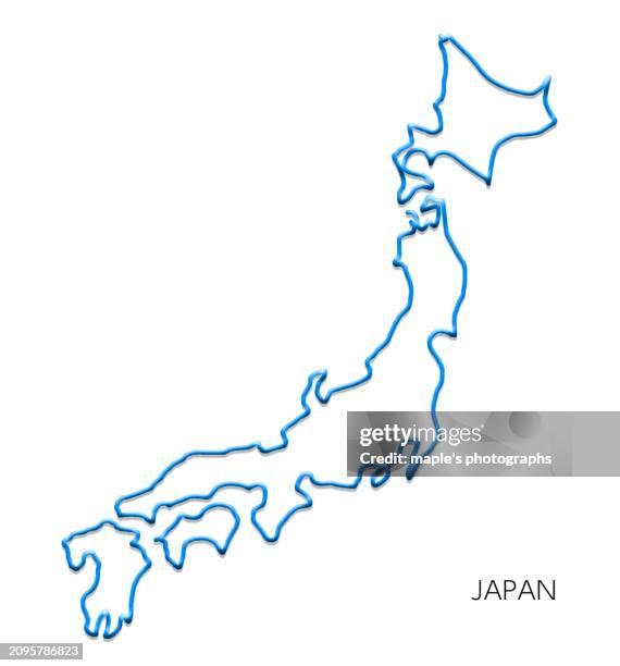 map of japan drawn with blue lines - japan map stock pictures, royalty-free photos & images