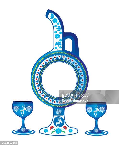 avanos ceramic in cappadocia - porcelain collection stock illustrations