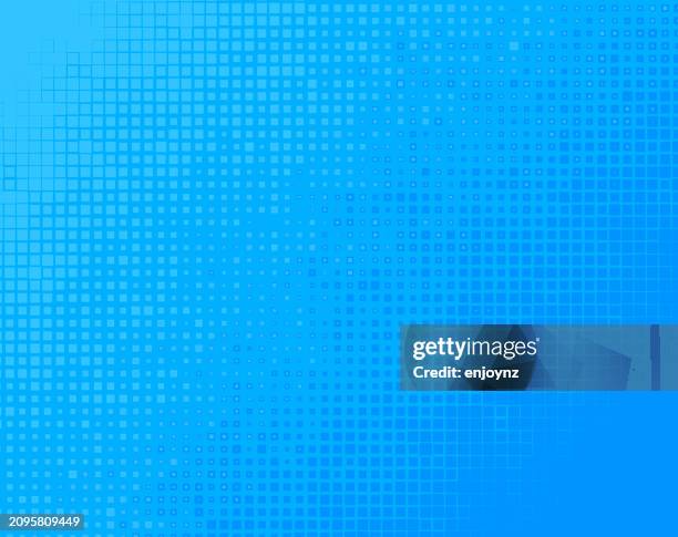 blue halftone squares pattern background - square shape stock illustrations