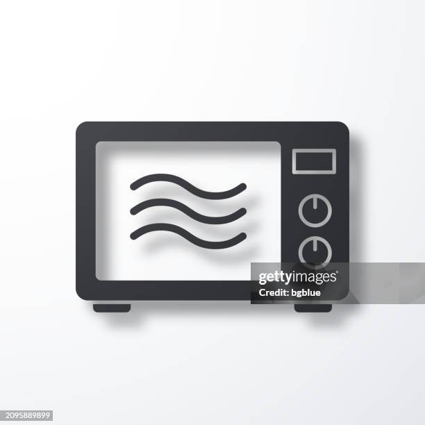 microwave oven. icon with shadow on white background - microwave button clip art stock illustrations