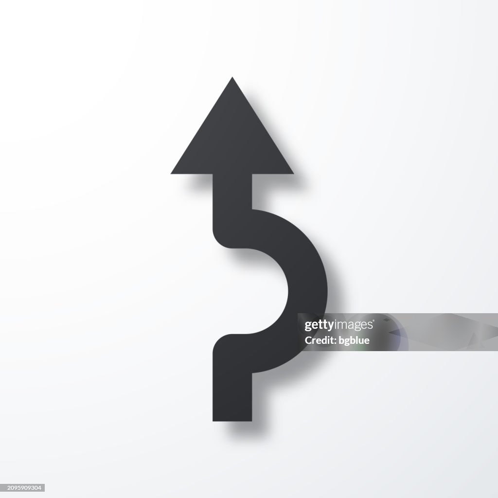 Richtungspfeil im Umlauf. Symbol mit Schatten auf weißem Hintergrund
