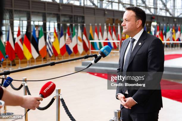 Leo Varadkar, Ireland's prime minister, arrives at the European Union Council summit in Brussels, Belgium, on Friday, March 22, 2024. European Union...