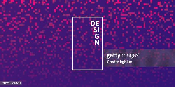 abstract pixel background with purple gradient - trendy background - wide banner stock illustrations
