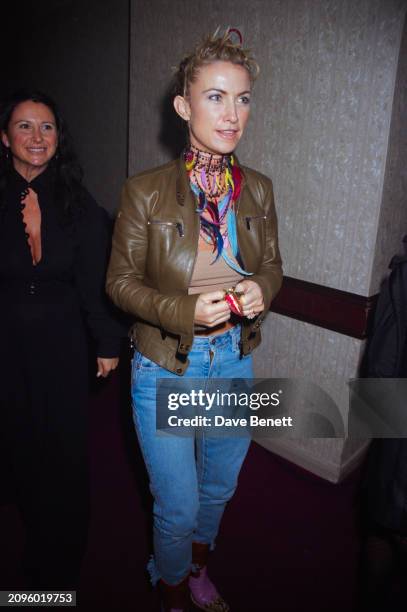 Meg Mathews and Fran Cutler attend the UK film premiere of David Cronenberg's 'Existenz' at the Warner West End cinema, London, April 1999.