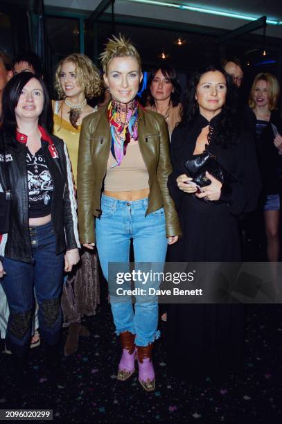 Meg Mathews and Fran Cutler attend the UK film premiere of David Cronenberg's 'Existenz' at the Warner West End cinema, London, April 1999.