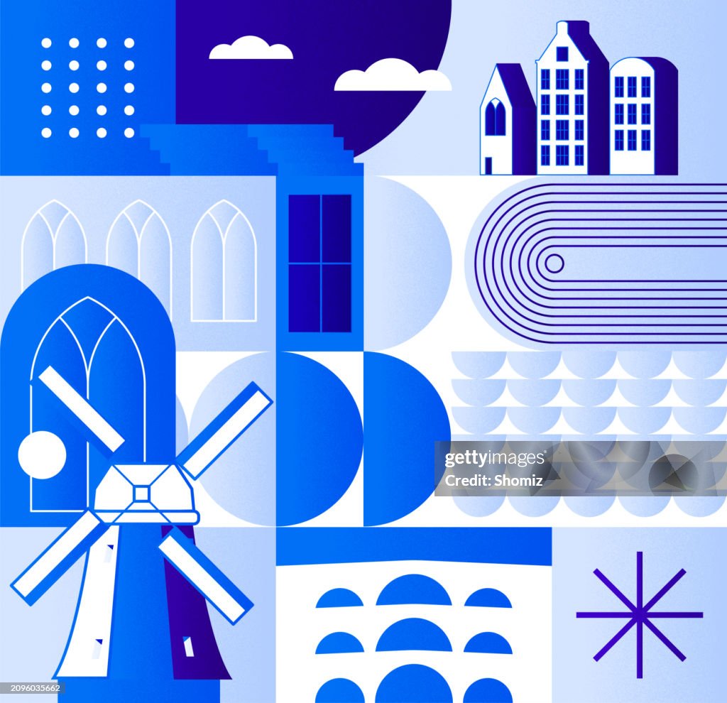 Abstract mosaic inspired by Dutch architecture