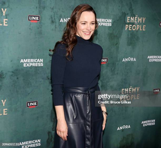 Rachel McAdams poses at the opening night of "An Enemy Of The People" on Broadway at The Circle in the Square Theatre on March 18, 2024 in New York...