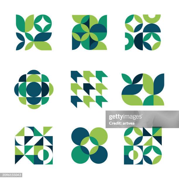 vector set of minimalism geometric bauhaus style symbol - spark ignite your network conference stock illustrations