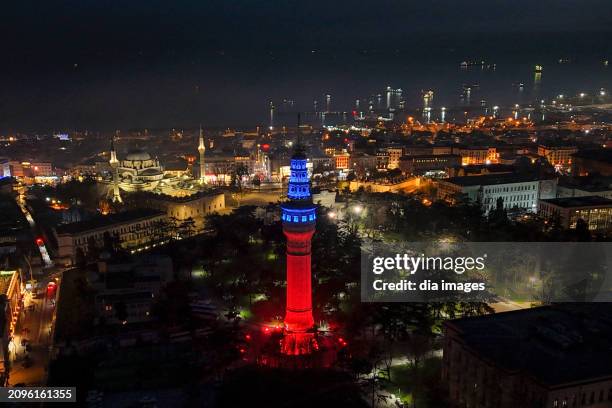 On March 18th, Martyrs' Remembrance Day and Çanakkale Victory, Beyazıt Tower and the Naval Museum in Beşiktaş were illuminated on March 18, 2024 in...