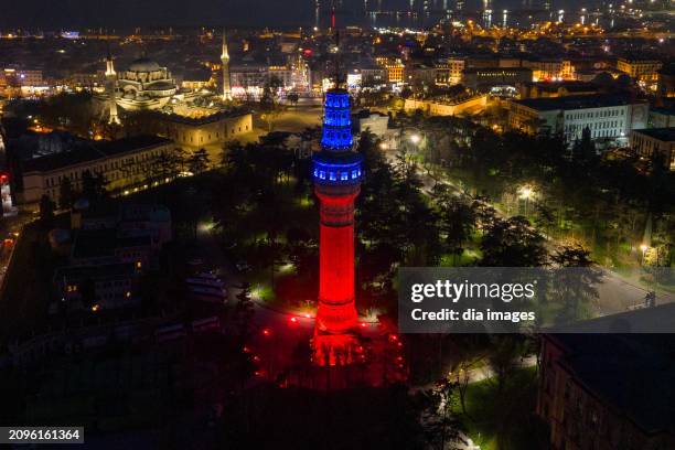 On March 18th, Martyrs' Remembrance Day and Çanakkale Victory, Beyazıt Tower and the Naval Museum in Beşiktaş were illuminated on March 18, 2024 in...