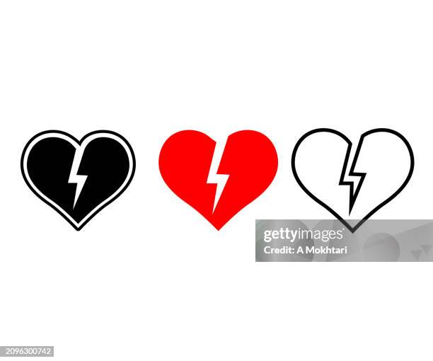 broken heart icon. - broken heart stock illustrations