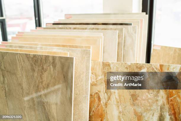 sample tile for sale in a store or showroom - storefront-for-art-and-architecture stock pictures, royalty-free photos & images