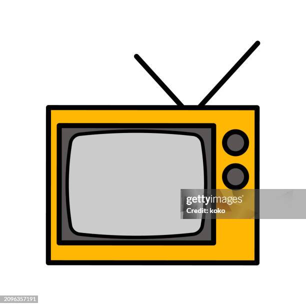 retro tv set. - vintage television white background stock illustrations