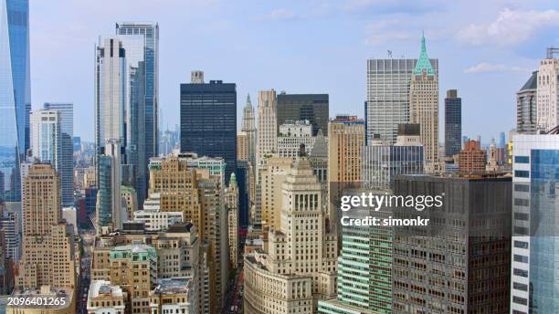 vista de la ciudad de nueva york - bajo manhattan manhattan fotografías e imágenes de stock