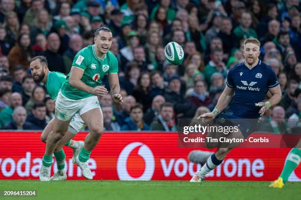 March 16: James Lowe of Ireland in action during the Ireland V Scotland, Six Nations rugby union match at Aviva Stadium on March 16 in Dublin,...