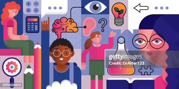 learning concept - child reading stock illustrations