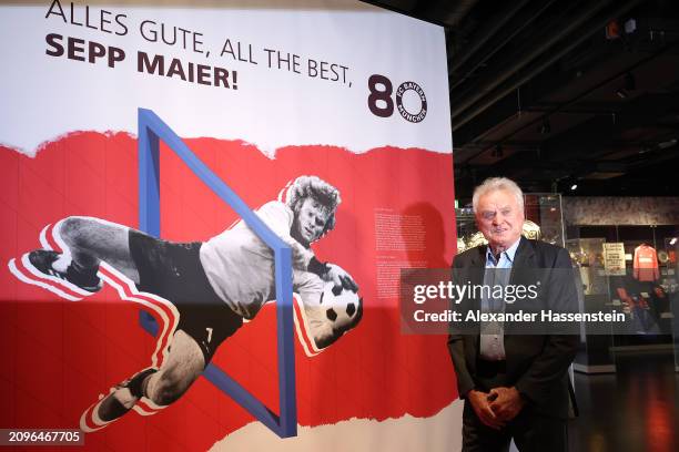 Sepp Maier attends the opening of the special exhibition 'All the best, Sepp Maier!' celebrating Sepp Maier's 80th birthday at FC Bayern Museum on...