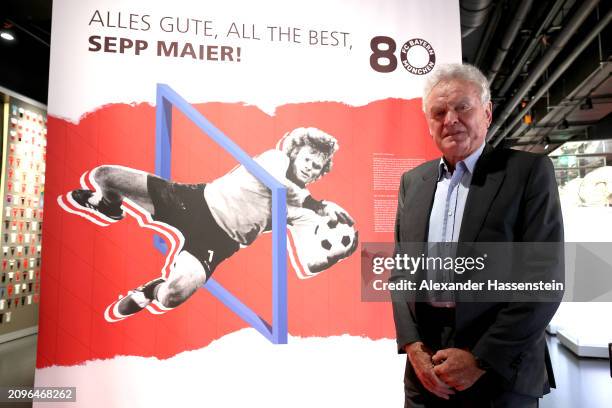 Sepp Maier attends the opening of the special exhibition 'All the best, Sepp Maier!' celebrating Sepp Maier's 80th birthday at FC Bayern Museum on...