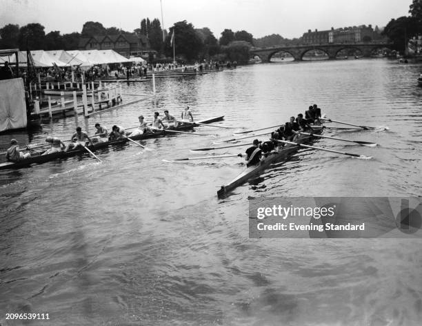 Rowers at Henley Royal Regatta, Henley-on-Thames, Oxfordshire, July 1953.