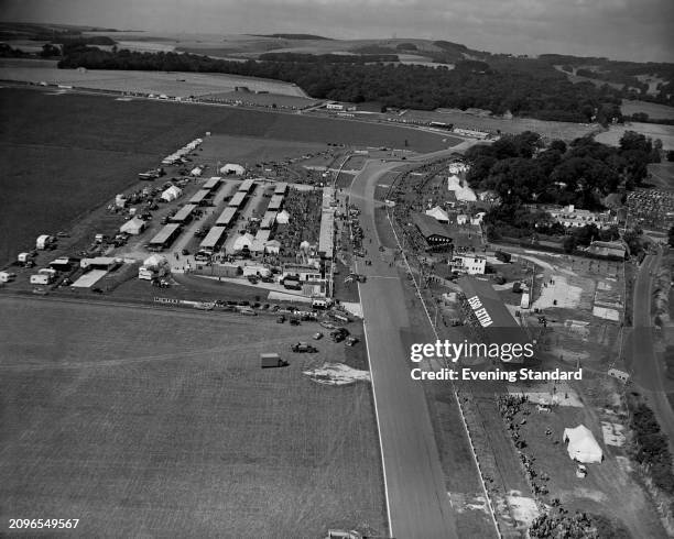 An aerial view of Goodwood motor racing circuit, West Sussex, August 22nd 1953.