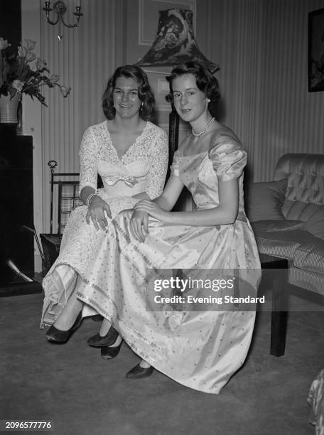 Socialite Florence Harcourt-Smith left, and debutante Bunny Esterházy , March 26th 1956.