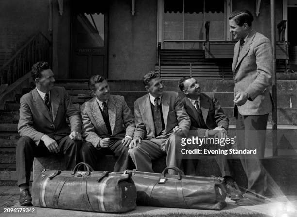 Sussex County Cricket Club team members, from left, Donald Smith , Ken Suttle , Jim Parks , Ted James and Rupert Webb , April 14th 1956.