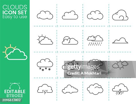 Cloud line icon set. Cloud line icon set.