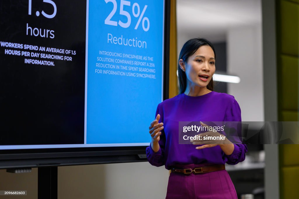 Businesswoman giving presentation