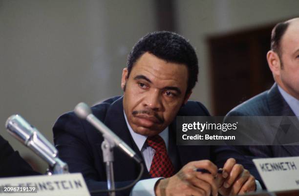 Kenneth Gibson , the Mayor of Newark in New Jersey, appearing before the Senate Finance Committee in Washington, March 13th 1979.