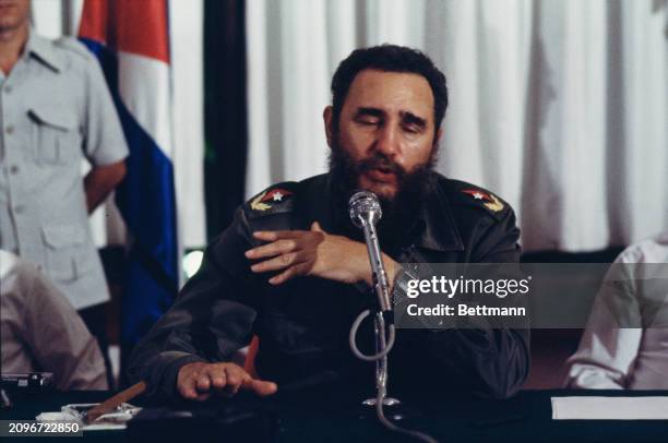 Cuban President Fidel Castro pictured during a press conference in Cazumel, Mexico, May 17th 1979.