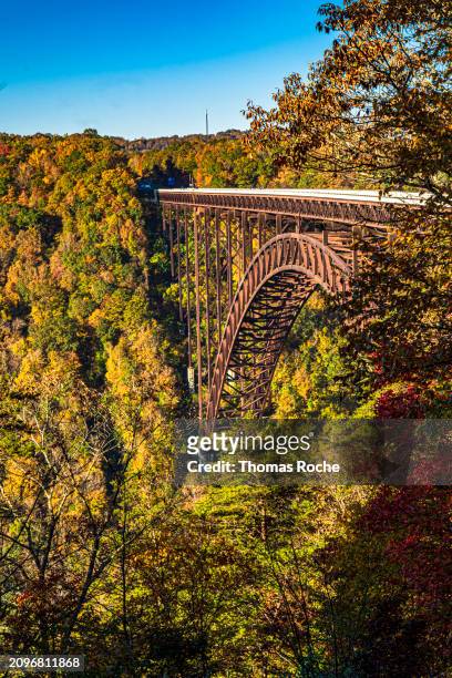 bridge over new river gorge - fayetteville stock pictures, royalty-free photos & images