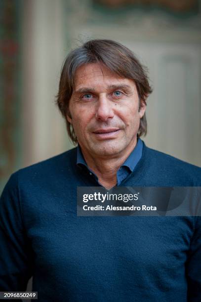 Italian professional football manager and former player Antonio Conte poses for portraits in his home on February 7, 2024 in Turin, Italy.