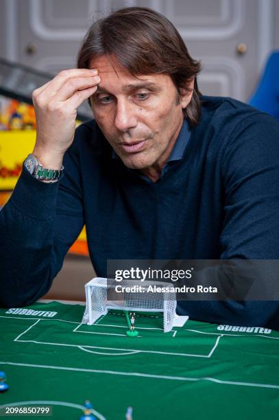 Italian professional football manager and former player Antonio Conte poses for portraits in his home on February 7, 2024 in Turin, Italy.