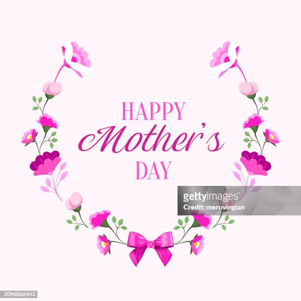 pink blossom floral garland frame for mother's day - buds stock illustrations