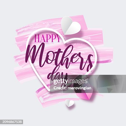 Tipografia de Feliz Dia das Mães com corações de papel voadores Tipografia de Feliz Dia das Mães com corações de papel voadores