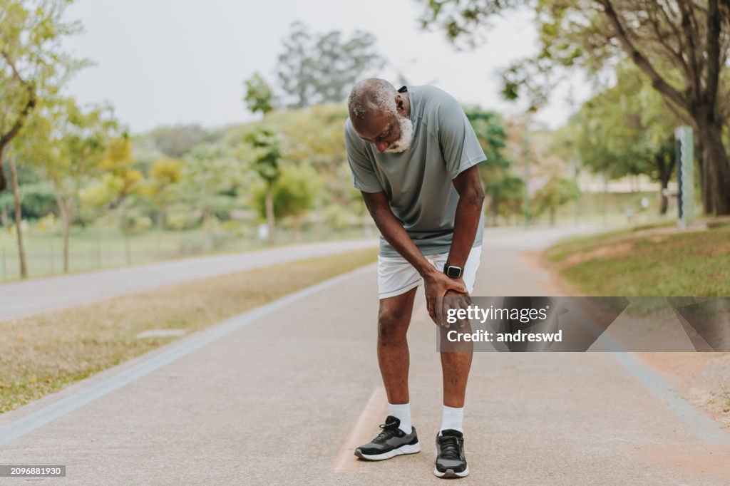 Senior man with knee pain