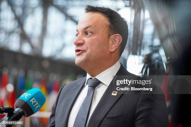 Leo Varadkar, Ireland's prime minister, arrives at the European Union Council summit in Brussels, Belgium, on Friday, March 22, 2024. European Union...