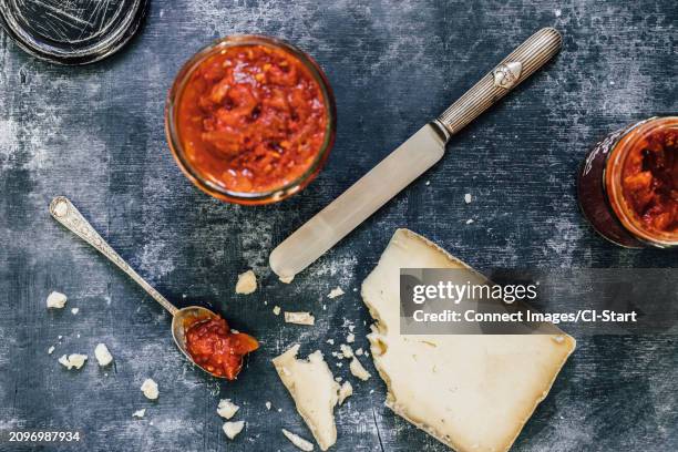 tomato chutney with cheese - chutney stock pictures, royalty-free photos & images