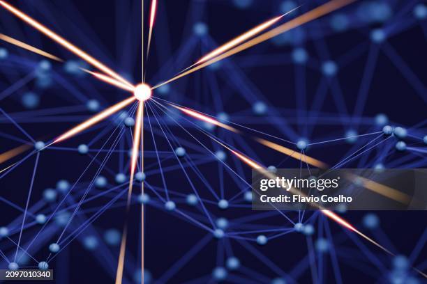 abstract plexus structure with sparkling light - plexus stock pictures, royalty-free photos & images