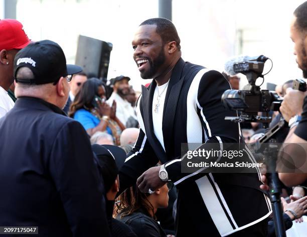 Cent attends the Hollywood Walk of Fame Star Ceremony for Dr. Dre on March 19, 2024 in Hollywood, California.