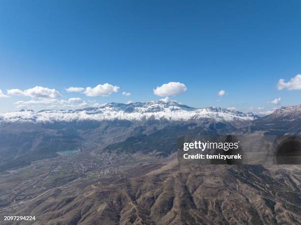 snow-capped mountains - heavy snow in cappadocia stock pictures, royalty-free photos & images