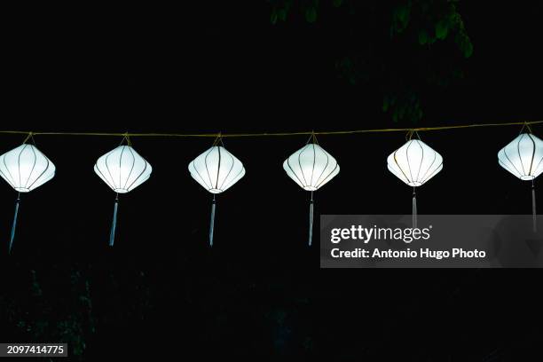 lanterns in the streets of hoi an - hanoi cityscape stock pictures, royalty-free photos & images