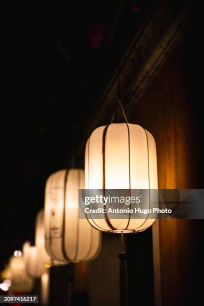 details of a lantern in the streets of hoi an - hanoi cityscape stock pictures, royalty-free photos & images