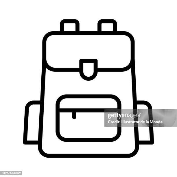 backpack single line icon - satchel stock illustrations