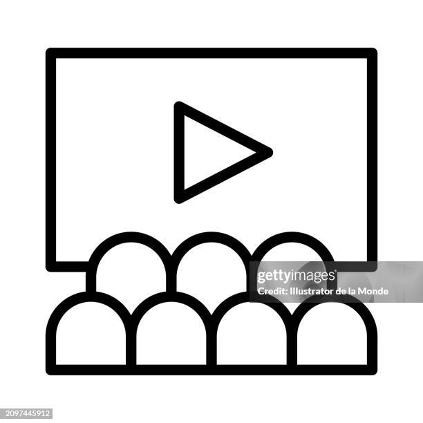 cinema hall single line icon - film festival vector stock illustrations