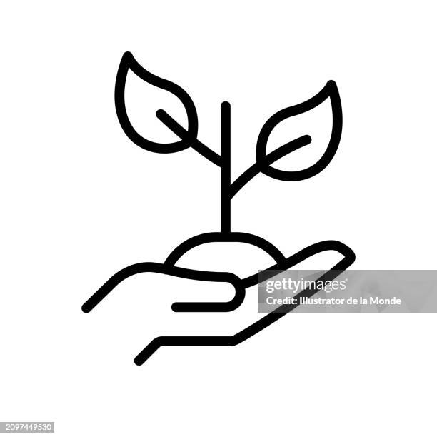 planting single line icon - fertilizer stock illustrations